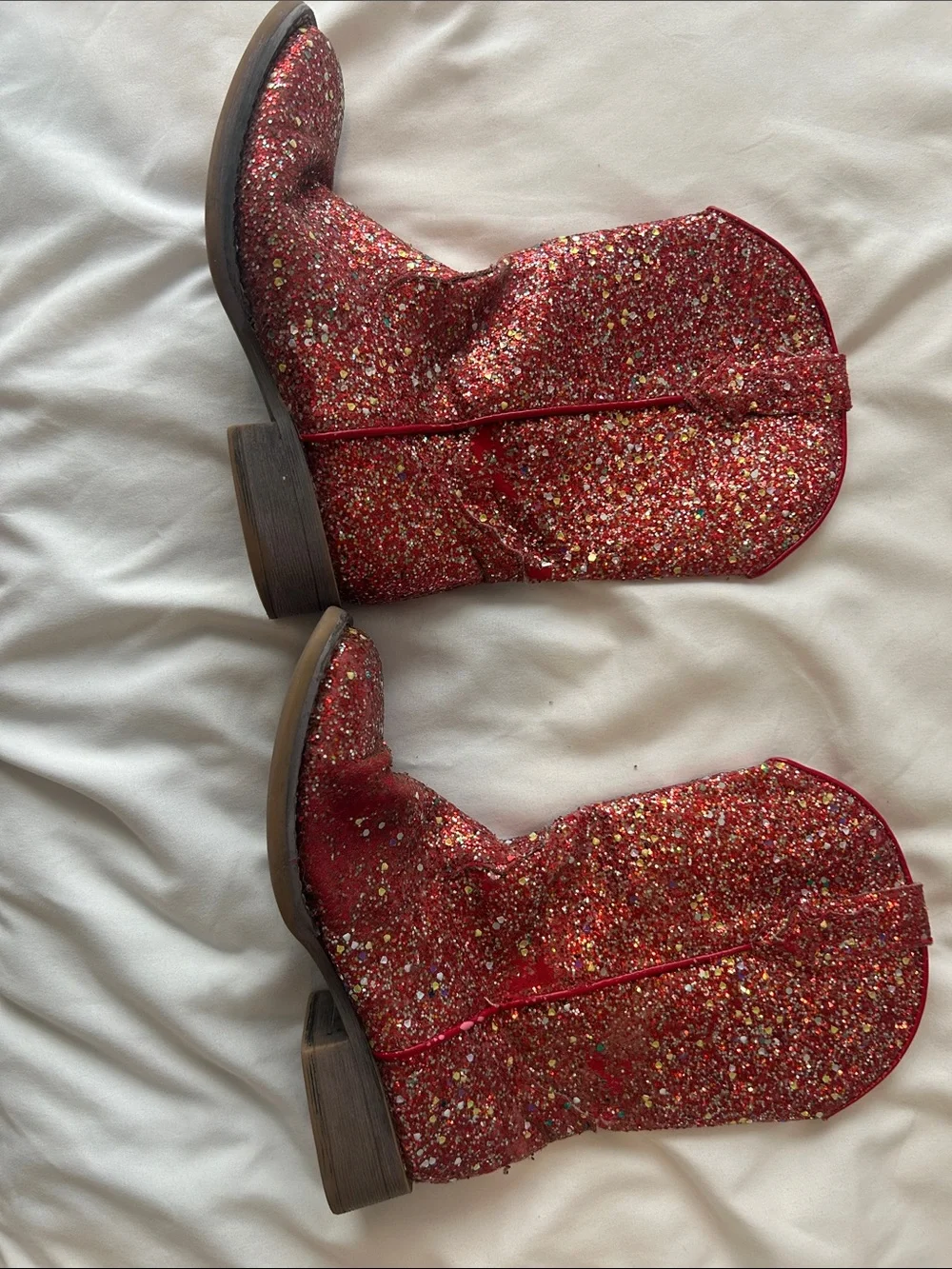 Roper Red Glitter Western Ankle Boots
